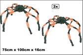 2x Mega Hairy spider Noir/orange 100cm - party à thème effrayante de la tournée des fantômes d'horreur de la jungle d'Halloween