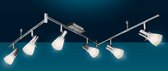 Trango6-vlam 1007-68 LED plafondspot chroom-look & geborsteld aluminium serie *FREYA* incl. 6x E14 LED lampen 3.000K warm witte lichtkleur Badkamerlamp, gangverlichting, keukenlamp, draaibare LED-plafondlamp, kroonluchter