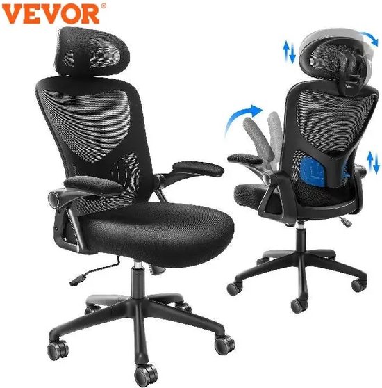 Brondeals® - ergonomische kantoorstoel - bureaustoel - gamestoel - office chair - schuifzitting - gaaszitting - verstelbare lendensteunhoek - in hoogte verstelbare kantoorstoel