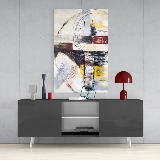 Glasschilderij - Abstract - Kleuren - 72x46 cm