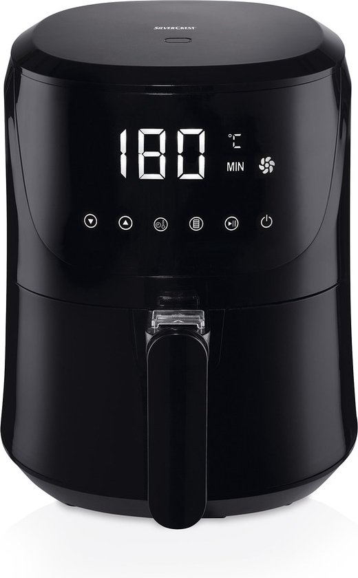 Foto: Silvercrest kitchen tools heteluchtfriteuse digital vermogen 1300 1500 w temperatuurinstelling tot 200 c netto inhoud 2 2 l overzichtelijk touch sensor bedieningsveld en led weergave met 60 min timer en automatische uitschakelfunctie