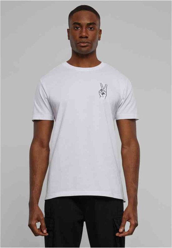 Mister Tee - Peace Sign EMB Heren T-shirt - 4XL - Wit
