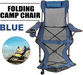 Mima® Opklapbare Campingstoel - Opvouwbare Kampeerstoel - Vissersstoel - Inklapbare Klapstoel - Vouwstoel - Outdoor Tuinstoel - Strandstoel met Voetensteun - Ademend Mesh- Geen nare Geurtjes - 4,9KG gewicht - Max 150kg draagvermogen - Blauw