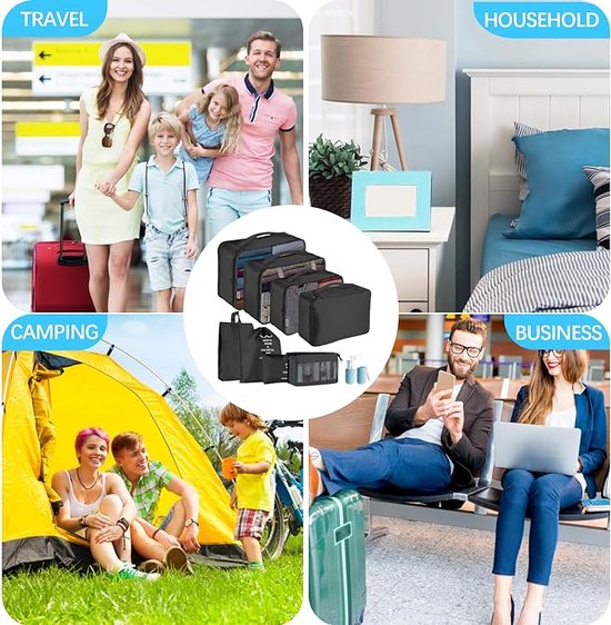 Kompressions-Packwürfel, BAGSMART 6er-Set Packwürfel für Handkoffer