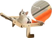 Mewoofun - Katten Hangmat - Kattenhangmat Raam - Kattenhangmatten - Houten Zitstok - Wasbaar - Stevig - Oranje