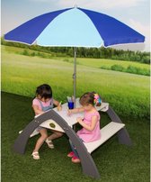 AXI Kylo XL Picknicktafel in Grijs/Wit met Parasol in Blauw - Picknick set voor kinderen van hout