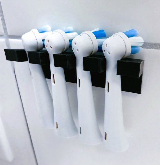 Tandenborstelhouder voor 4 opzetborstels inclusief Tesa bevestigingsstrip - Philips Oral-B Oral-B iO opzetstukjes houder - multi opzetborstelhouder - Badkamer organizer