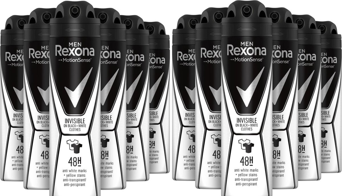 Goedkoopste Rexona Deo Spray Men – Invisible Black White - 12 x 150 ml