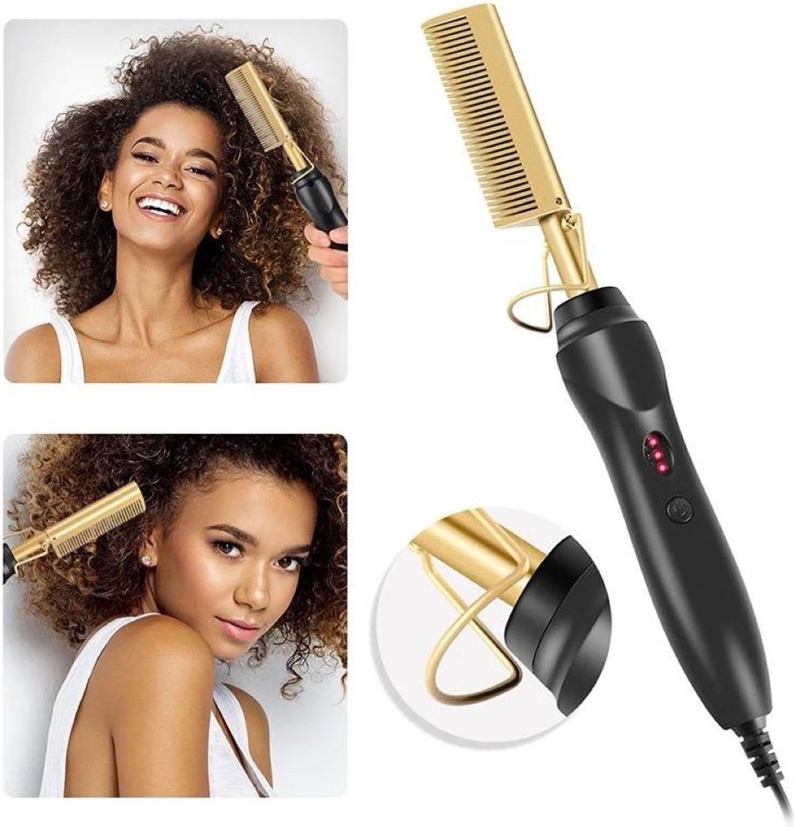 Styling Comb - Hot Comb - stijltang - Elektrische haarborstel – Elektrische Haarkam - Stijlborstels - Stijltangen - Mannen & Vrouwen - Kam – Magic Brush – hitte kam - Moederdagtip - cadeau op Prijzenvolger.com