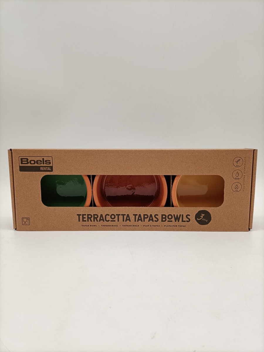 Terracotta Tapasschaaltjes - set van 3 - 3 kleuren