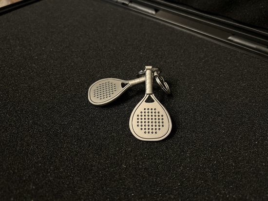 Sleutelhanger – Padel – Mat zilver – 5,5cm