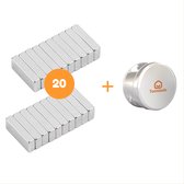 Tomassio - Sterke magneten - 20 stuks - 10 x 4 x 2 mm - Radiatormagneten - Neodymium N50 magneet sterk - Voor koelkast - whiteboard - Geschikt voor radiatorfolie
