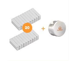 Tomassio - Sterke magneten - 20 stuks - 10 x 4 x 2 mm - Radiatormagneten - Neodymium N50 magneet sterk - Voor koelkast - whiteboard - Geschikt voor radiatorfolie