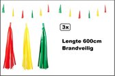 3x Guirlande tassel rood/geel/groen 6 meter - BRANDVEILIG - Carnaval thema party festival evenement