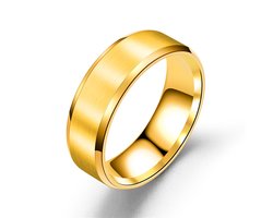 Plux Fashion Classic Ring - Goud - maat 60 - 1,9cm - Stainless Steel - Heren - Sieraden - Gold Ring - Classic Ring - Sieraden Cadeau - Luxe Style - Duurzame Kwaliteit - Valentijn