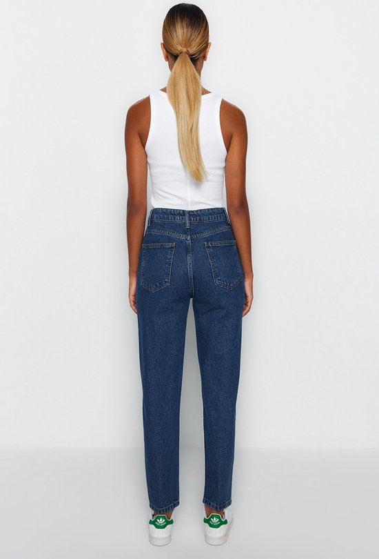 Trendyol Jeans Donna A Vita Alta Modello Mamma - Gamba Dritta In Denim Nero