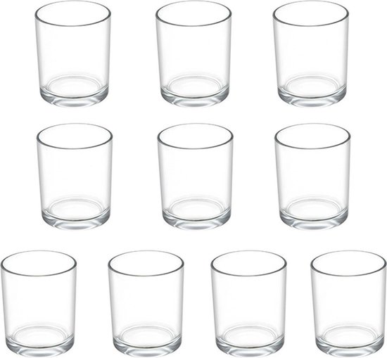 Lot De 12 Photophores En Verre Transparent - Diamètre 5,5 Cm, Hauteur 3,7 Cm - Pour Décoration Mariage, Fêtes, Table - 5
