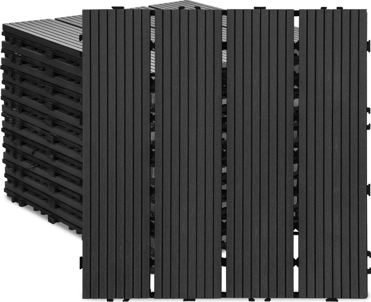 Bol.com Terrastegels 30x30cm 55 stuks 5m² WPC Tegels Balkon Terras of Vlonder Snelle Montage Vlondertegel Tuintegels Terrasplank... aanbieding