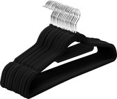 Premium antislip fluwelen hangers - Robuuste fluwelen hangers met stropdashouder - Sterke, ruimtebesparende hangers voor overhemden, jassen, jurken (zwart, 20 stuks)