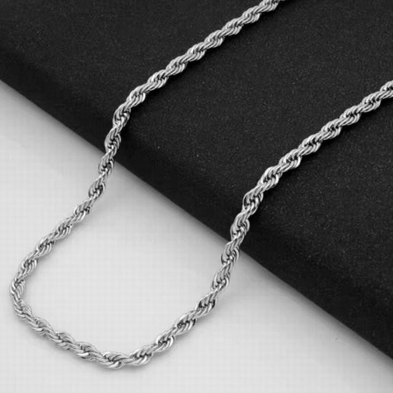 Style King - Chaîne à maillons en corde en acier inoxydable - Chaîne en corde - 55 cm - 5 mm