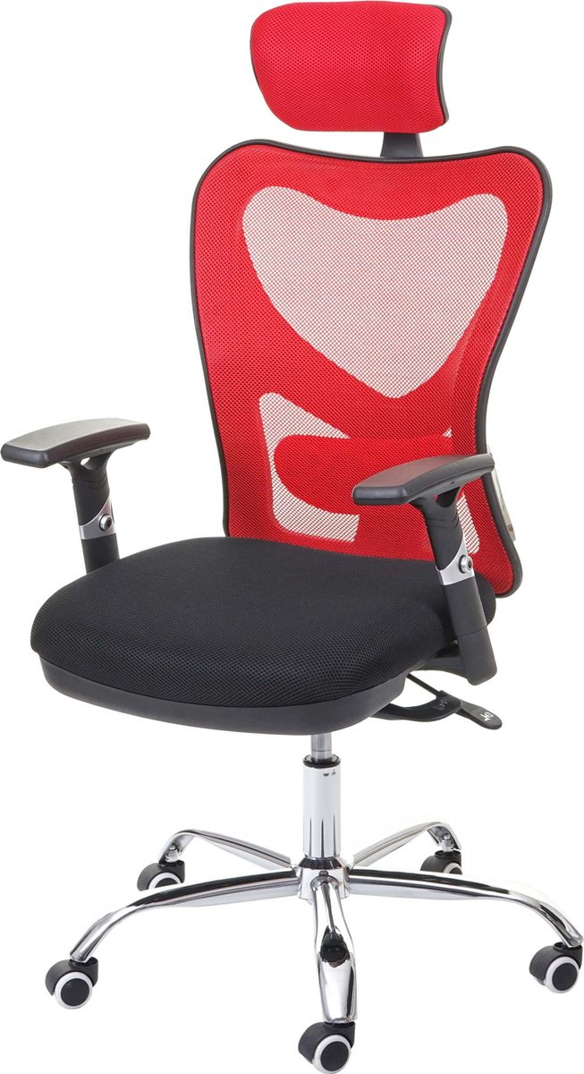Cosmo Casa Bureaustoel - Bureaustoel draaistoel - Schuiffunctie - belastbaar tot 150 kg - Stof/textiel - Zwart - Rood