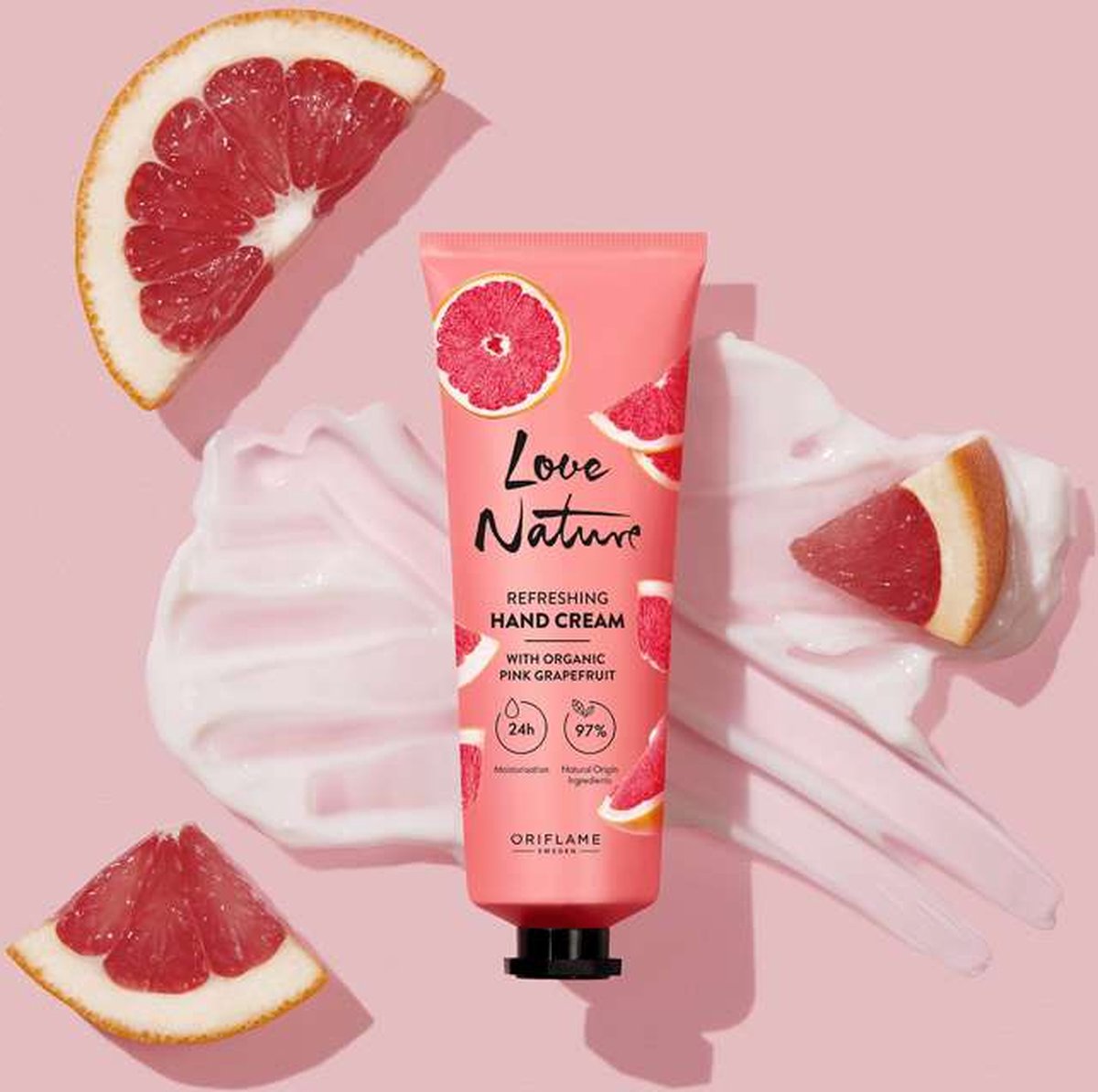 LOVE NATURE Refreshing Hand Cream with Organic Pink Grapefruit