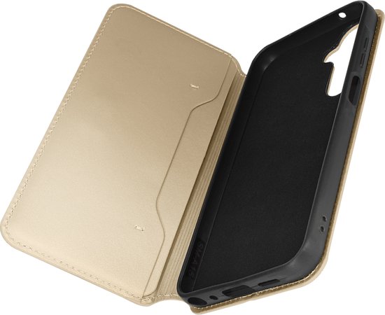 Avizar Case Geschikt voor Samsung Galaxy A15 5G Dubbele Pocket Ondersteuningsfunctie, Goud