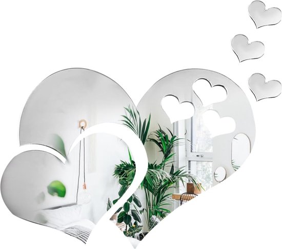Telooco 120 stuks mini-wandspiegelstickers, kleine spiegelstickers, 2,5 cm, zelfklevende ronde driehoekige vierkante decoratieve spiegels voor doe-het- zelf handwerk