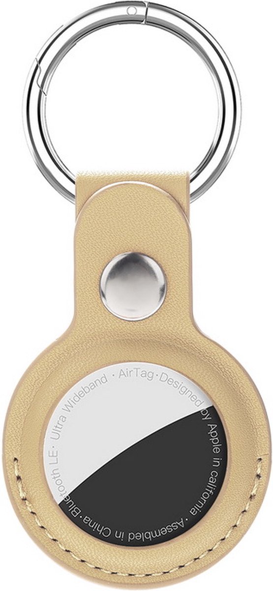 Hoesje voor de Apple AirTag Sleutelhanger in het Goud - Leer - AirTag- Olaf - Goud - Sleutelhanger