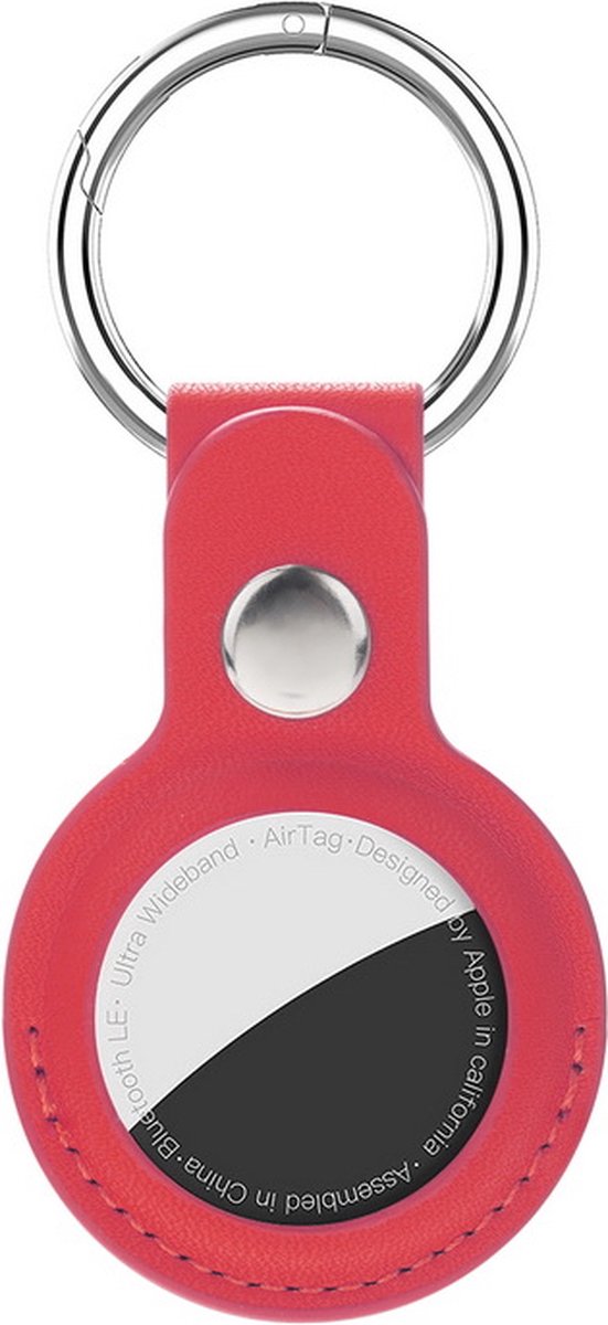 Hoesje voor de Apple AirTag Sleutelhanger in het Rood - Leer - AirTag- Olaf - Rood – Sleutelhanger
