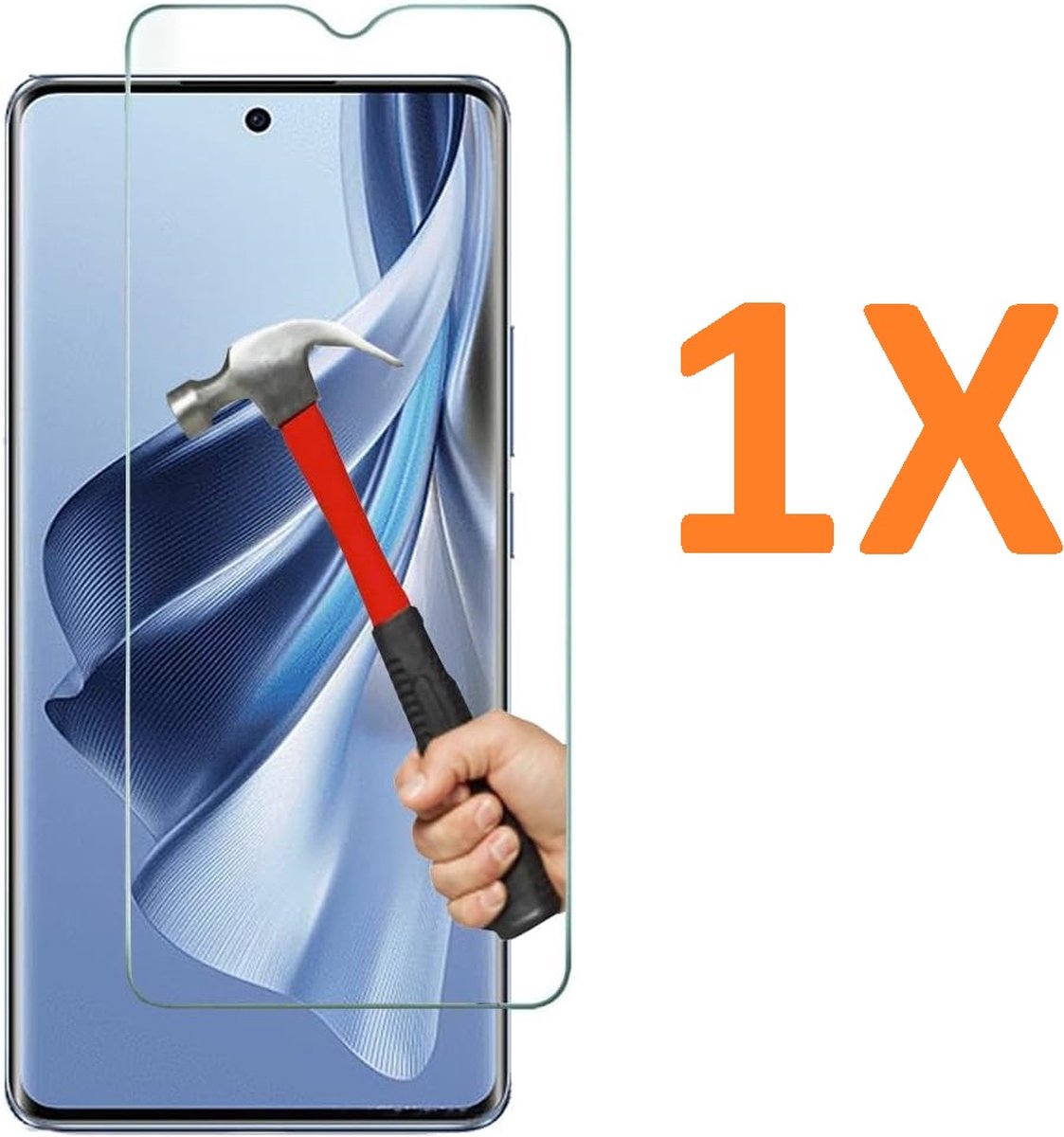 Screenprotector Glas - Tempered Glass Screen Protector Geschikt voor: Oppo Reno 10 5G - 1x