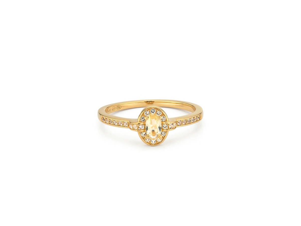 24Kae Ring 124123Y/54 Zilver met gouden plating en gekleurde zirkonia's