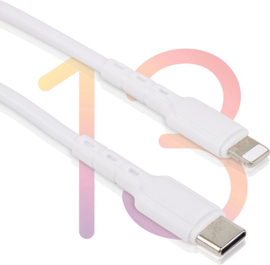 Oplaadkabel geschikt voor iPhone 14 - USB-C naar Lightning Kabel - 1 Meter - 20W Snelladen & 480 Mbps Datakabel - Flexibel & Soepel - Snellaadkabel