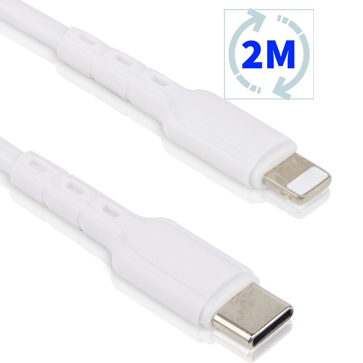 Flexibele USB C Snoer - Geschikt voor iPhone Oplader - USBC Oplaadkabel - Voor iP 14,13,12,11,X,Pro,Max,Plus - 2 Meter Lange Oplaadsnoer - Phreeze