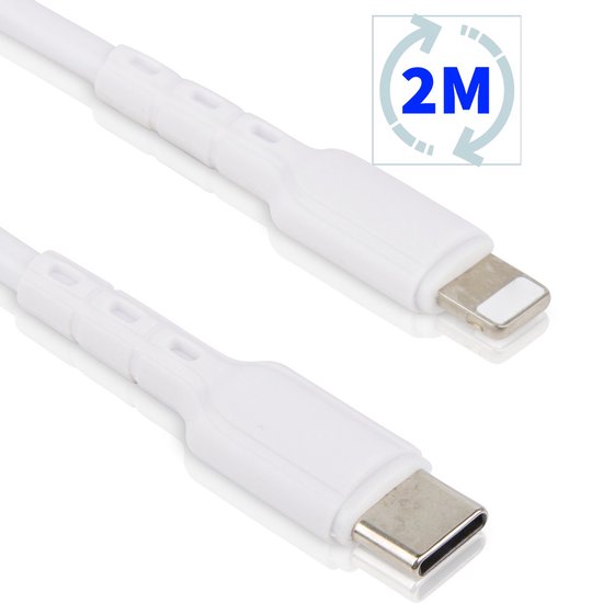 Flexibele USB C Snoer - Geschikt voor iPhone Oplader - USBC Oplaadkabel - Voor iP 14,13,12,11,X,Pro,Max,Plus - 2 Meter Lange Oplaadsnoer