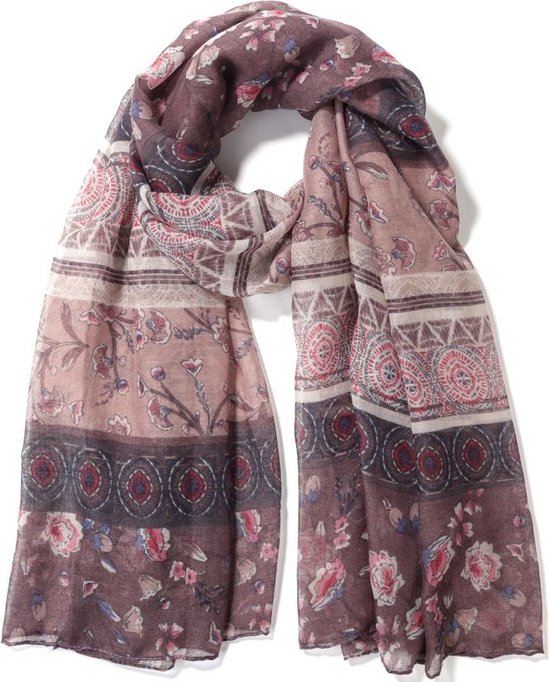 Sjaal met Bloemen - 170x90 cm - Paars