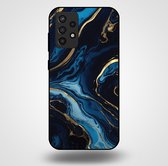 Smartphonica Telefoonhoesje voor Samsung Galaxy A72 met marmer opdruk - TPU backcover case marble design - Goud Blauw / Back Cover geschikt voor Samsung Galaxy A72