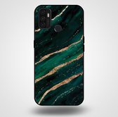 Smartphonica Telefoonhoesje voor OPPO A53 met marmer opdruk - TPU backcover case marble design - Groen Goud / Back Cover geschikt voor Oppo A53