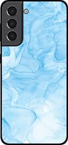 Smartphonica Telefoonhoesje voor Samsung Galaxy S22 Plus met marmer opdruk - TPU backcover case marble design - Lichtblauw / Back Cover geschikt voor Samsung Galaxy S22 Plus
