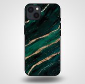 Smartphonica Telefoonhoesje voor iPhone 13 met marmer opdruk - TPU backcover case marble design - Groen Goud / Back Cover geschikt voor Apple iPhone 13