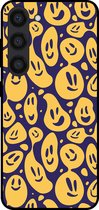 Smartphonica Telefoonhoesje voor Samsung Galaxy S23 Plus met smiley opdruk - TPU backcover case emoji design - Paars Geel / Back Cover geschikt voor Samsung Galaxy S23 Plus