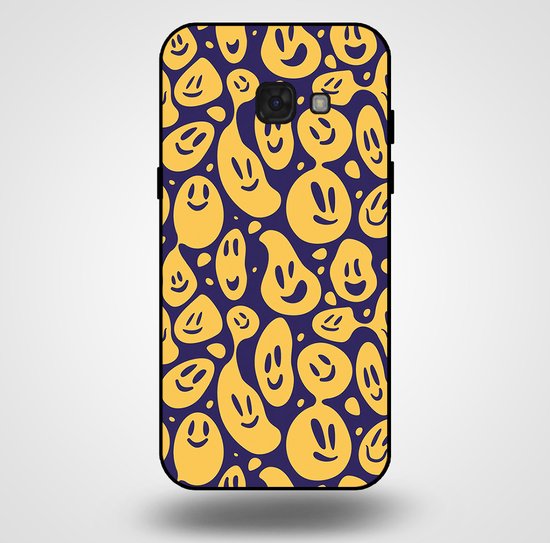 Smartphonica Telefoonhoesje voor Samsung Galaxy A5 2017 met smiley opdruk - TPU backcover case emoji design - Paars Geel / Back Cover geschikt voor Samsung Galaxy A5 2017