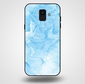 Smartphonica Telefoonhoesje voor Samsung Galaxy A6 2018 met marmer opdruk - TPU backcover case marble design - Lichtblauw / Back Cover geschikt voor Samsung Galaxy A6 2018
