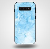 Smartphonica Telefoonhoesje voor Samsung Galaxy S10 Plus met marmer opdruk - TPU backcover case marble design - Lichtblauw / Back Cover geschikt voor Samsung Galaxy S10 Plus