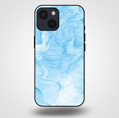 Smartphonica Telefoonhoesje voor iPhone 13 Mini met marmer opdruk - TPU backcover case marble design - Lichtblauw / Back Cover geschikt voor Apple iPhone 13 Mini