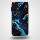 Smartphonica Telefoonhoesje voor Samsung Galaxy A32 5G met marmer opdruk - TPU backcover case marble design - Goud Blauw / Back Cover geschikt voor Samsung Galaxy A32 5G