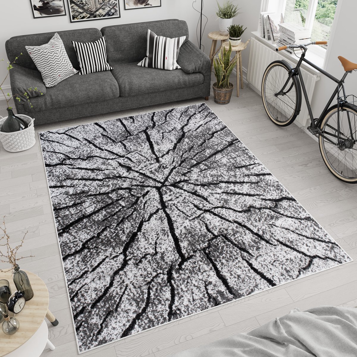 Tapiso Luxury Vloerkleed Grijs Modern Kleed Woonkamer Tapijt Maat- 160x220 Lichtgrijs