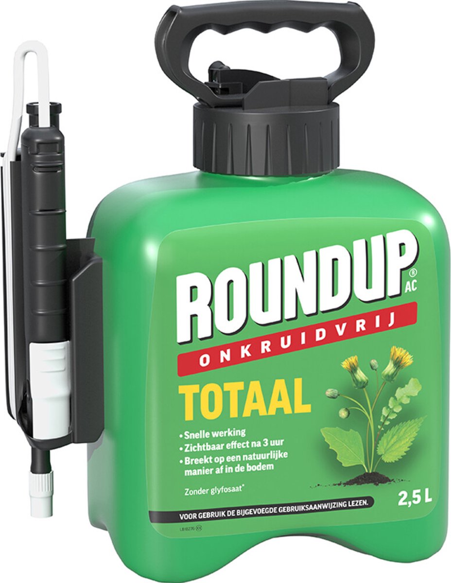 Roundup Totaal Onkruidvrij Kant en Klaar Spray incl. Drukspuit - 4 x 2,5L voor 100m2 - Onkruidverdelger - Onkruidverwijderaars zonder glyfosaat