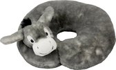 Oreiller de cou d'âne 30x25 cm - oreiller de voyage d'âne pour enfants - oreiller de cou/de voyage en peluche - gris