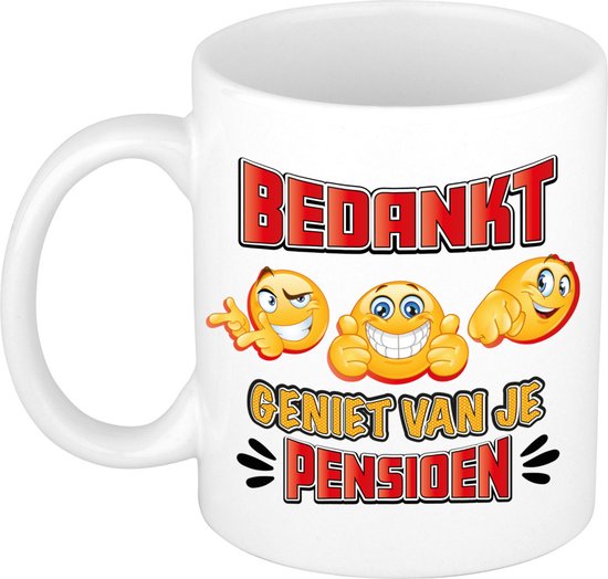 Bellatio Decorations Cadeau mok voor collega - afscheid/pensioen - rood/wit - keramiek - 300 ml